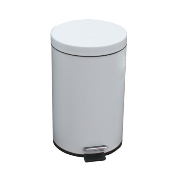 White Steel Foot Pedal Trash Bin, 12L